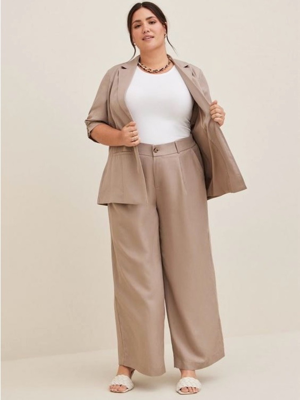 NWT Torrid Wide Leg Linen Blend High Rise Pant in Flax Size 16R